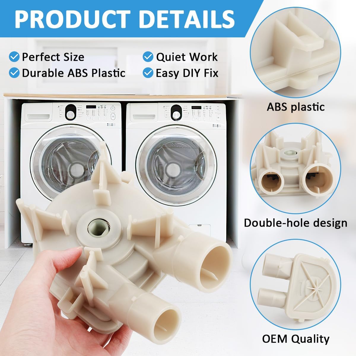 WKZO WP3363394 Washer Drain Pump for Whirlpool Kenmore Washing Machine