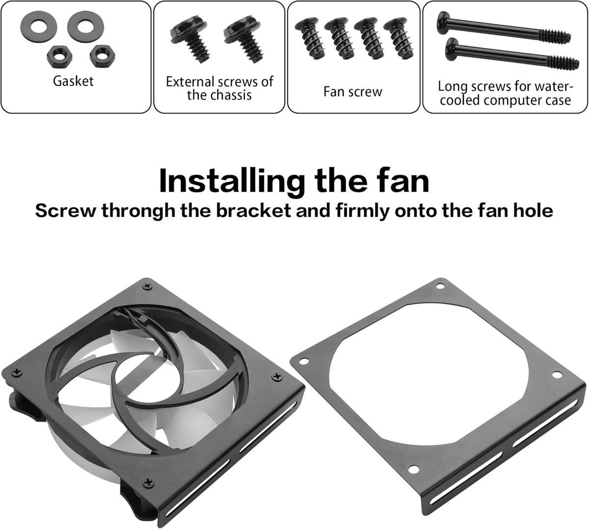 YAODHAOAD Fan Mount Stand Bracket, Metal Computer Case Fan Mount Rack Kit, Universal PC Case Fan Holder Accessory for Enhanced Cooling System DIY (2PCS) (12CM)
