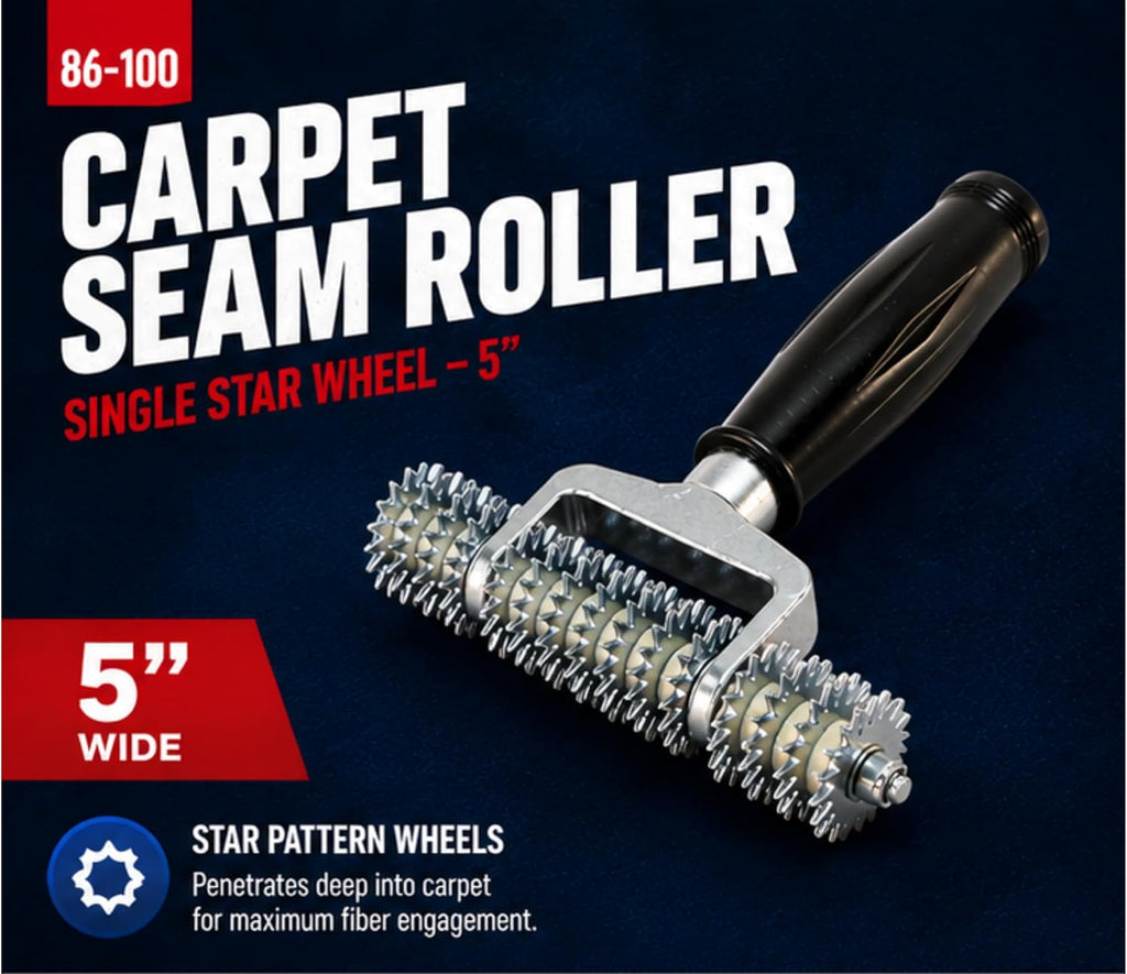 Carpet Seam Roller – 5 in. Single Star-Wheel Roller with Extra-Wide Head for Even Pressure and Strong Seam Bonding –