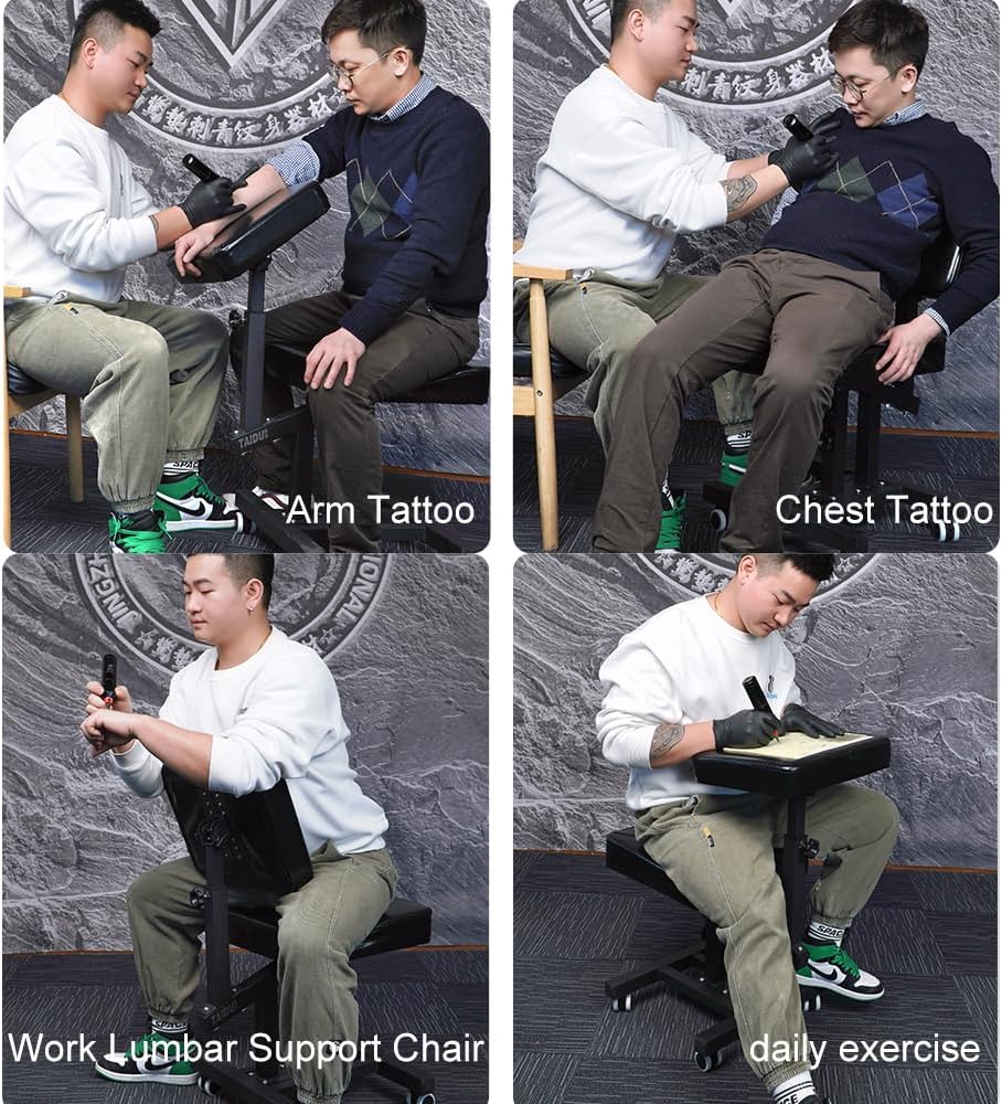 Tattoo Chairs with Adjustable Armrest & Back Support for Tattoo Artists and Client, Ergonomic Multiple Uses