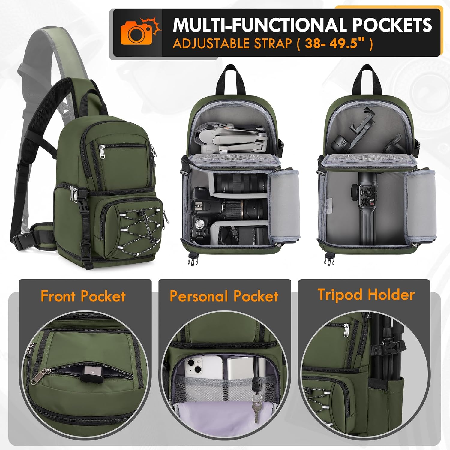 Camera Sling Bag, Small Dslr/Mirrorless Camera Bag & Case | Waterproof Camera Bags for Photographers, with Removable