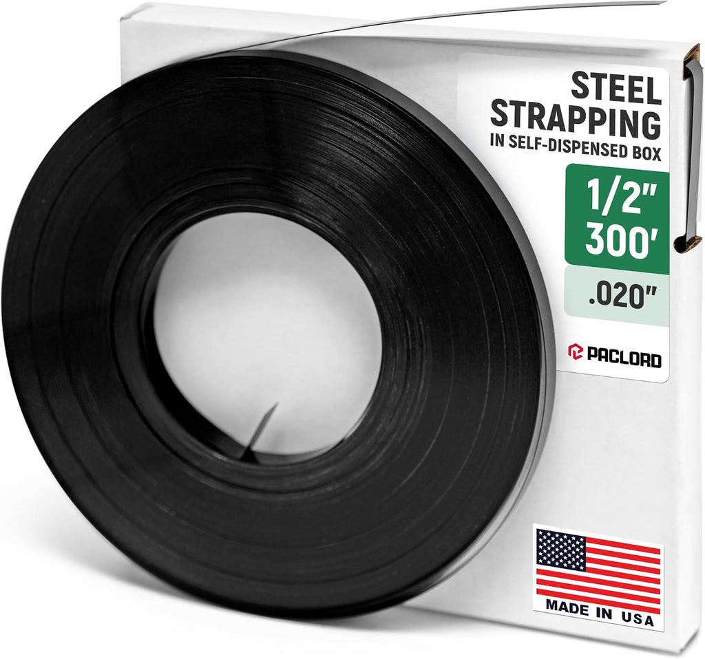 1/2" x 300' Heavy-Duty Steel Strapping in Portable Self-Dispensed Box, 0.020" Thick, 1180 Lbs Break Strength - Pallet