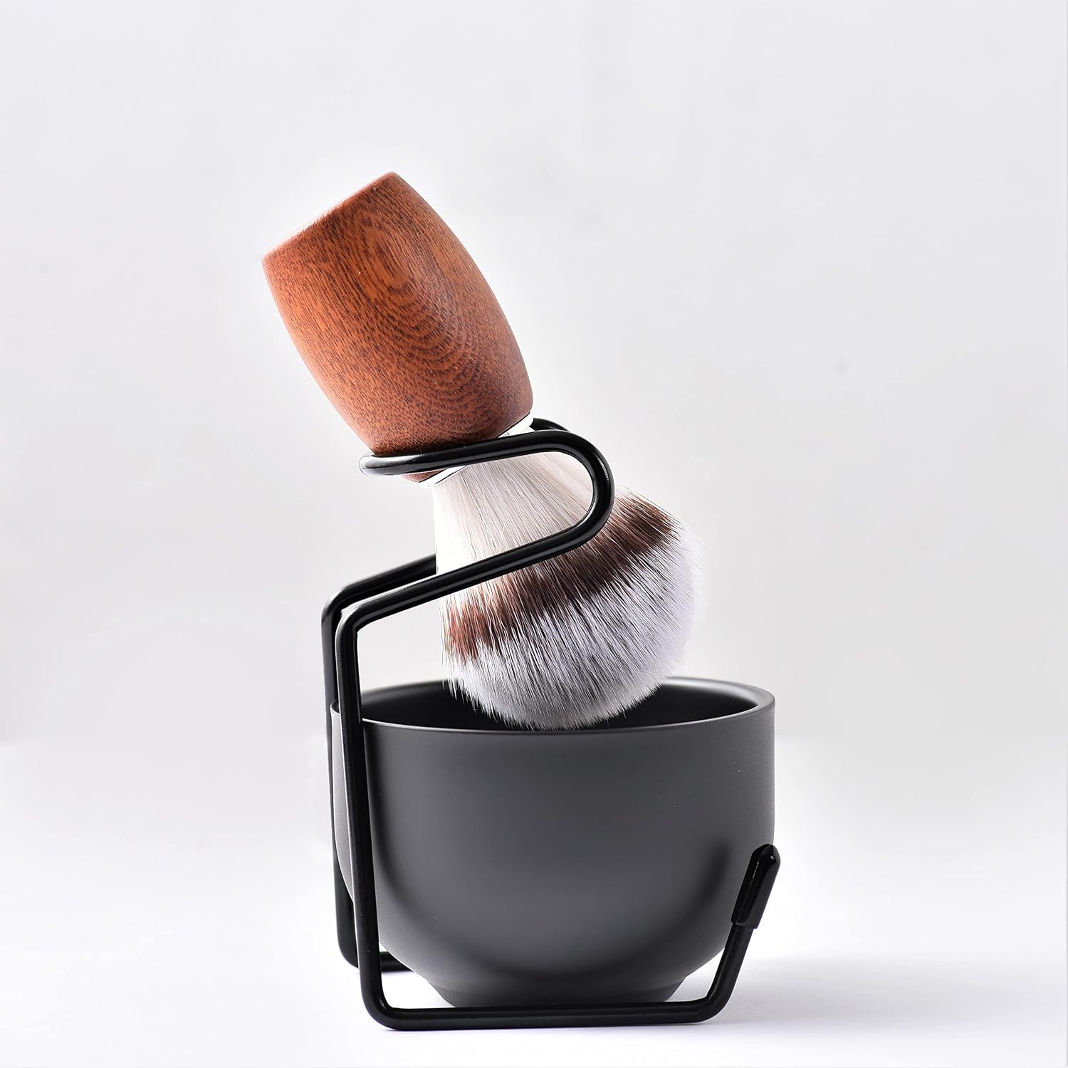 Men's Shaving Brush Set, 3pcs Grooming Set with Brush Steel Bowl and Stand | Complete 3-piece shaving set with a soft