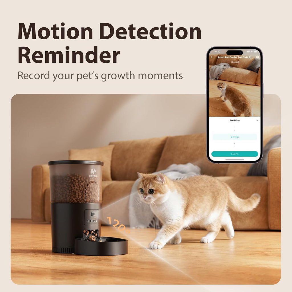 Automatic Cat Feeder with Camera - AI Pet Recognition & Recording, Night Vision, 5G WiFi APP Remote Control, Two-Way