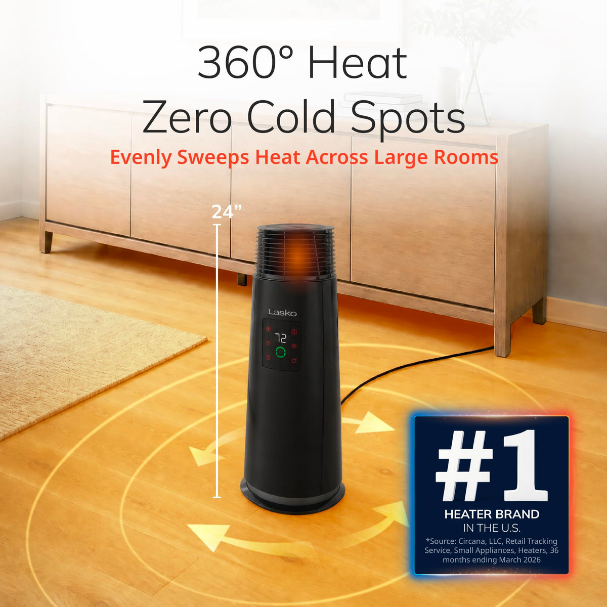 24” Full-Circle Warmth Ceramic Heater with Remote - Black - CT24362