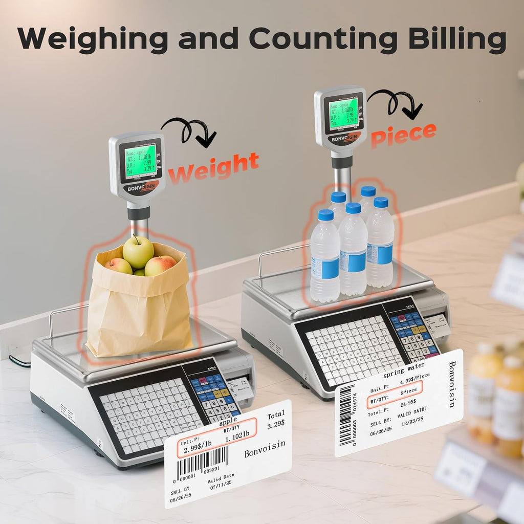 Label Printing Scale Price Computing Scale 33lbs Barcode Printing Scale Deli Scale for Shop