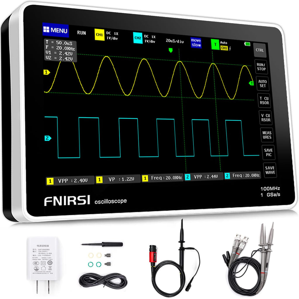 FNIRSI 1013D Plus 100MHz Oscilloscope, 2 Channel Oscilloscope 7" TFT Touch