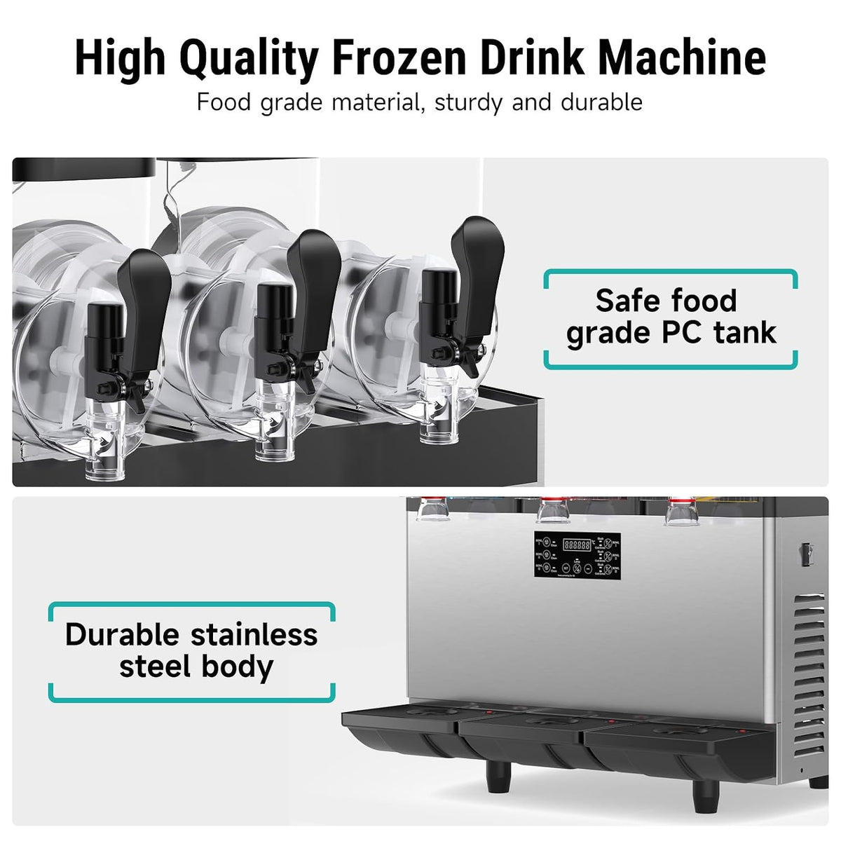 Commercial Slushy Machine, 45L Triple Tank Margarita Maker