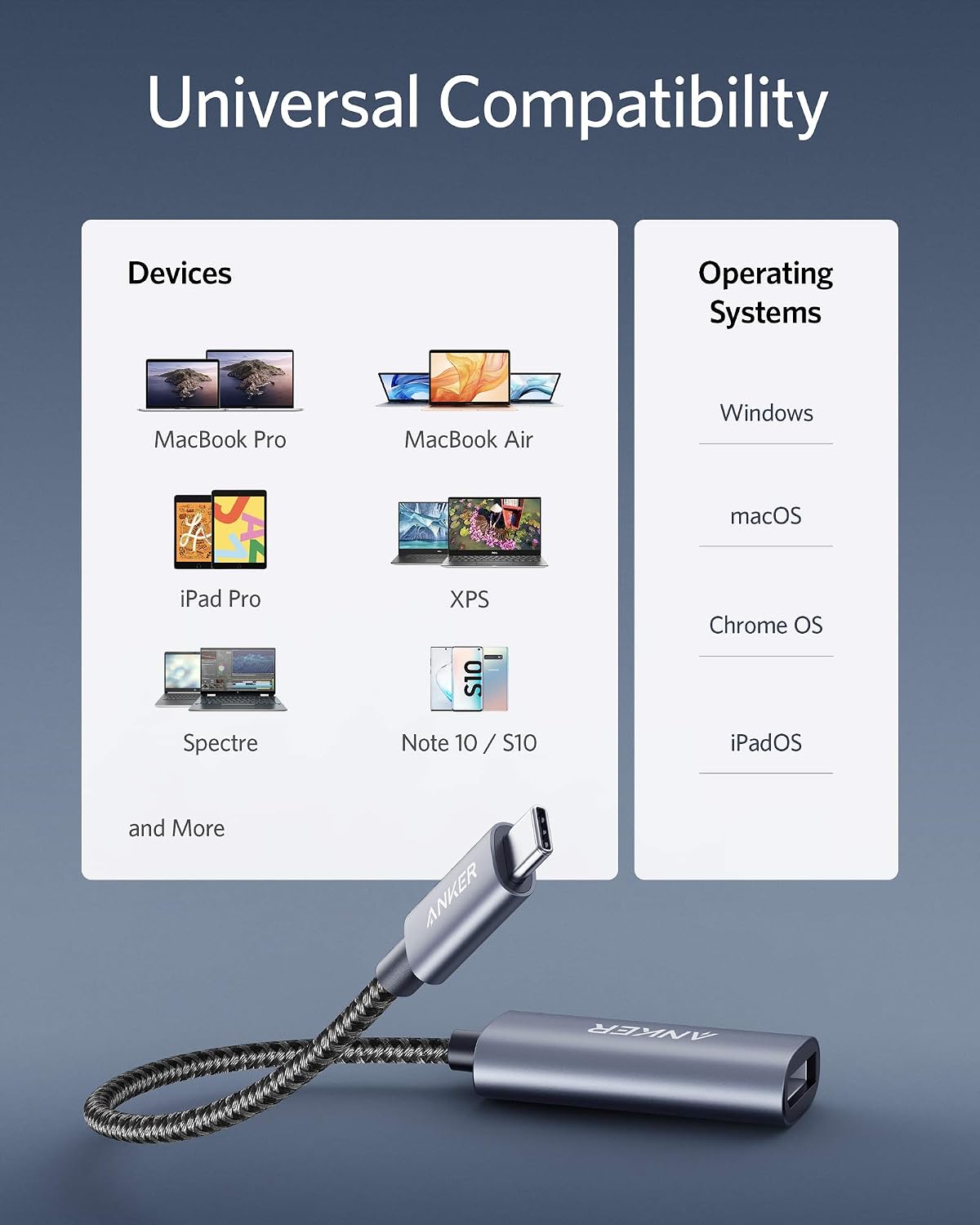 Anker USB-C to DisplayPort Adapter, Mirror or Extend up to 4K@60Hz Adapter | Aluminum, Portable, Connect to
