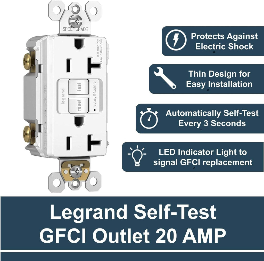 Legrand radiant 20 Amp Tamper Resistant GFCI Duplex Outlet White 3 Pack