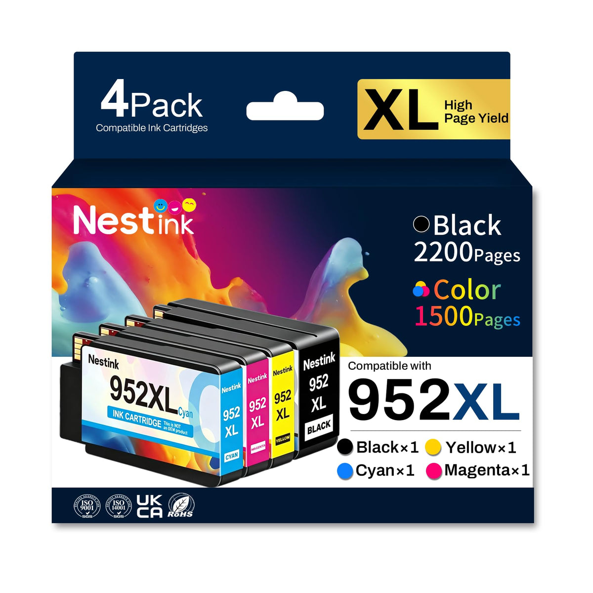 952XL High Yield Ink Cartridge Replacement for HP 952XL Series