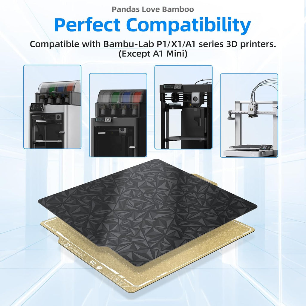 Designer Series Smooth PEO+Textured PEI Build Plate for Bambu-Lab P1P P1S P2S X2D X1C X1E A1 257x257mm, Double Sided