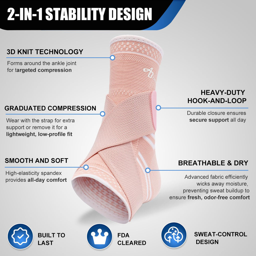 Breathable Ankle Brace Compression Sleeve with Adjustable Strap