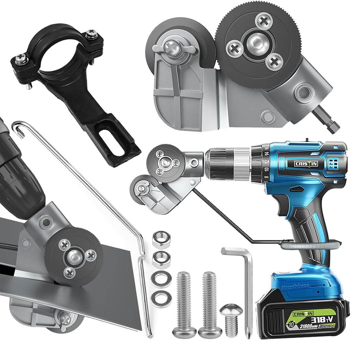 Metal Cutter Sheet Metal Cutter Drill Attachment, Electric Drill Nibbler Shears, Heavy Duty Cutting Tool Adapter for