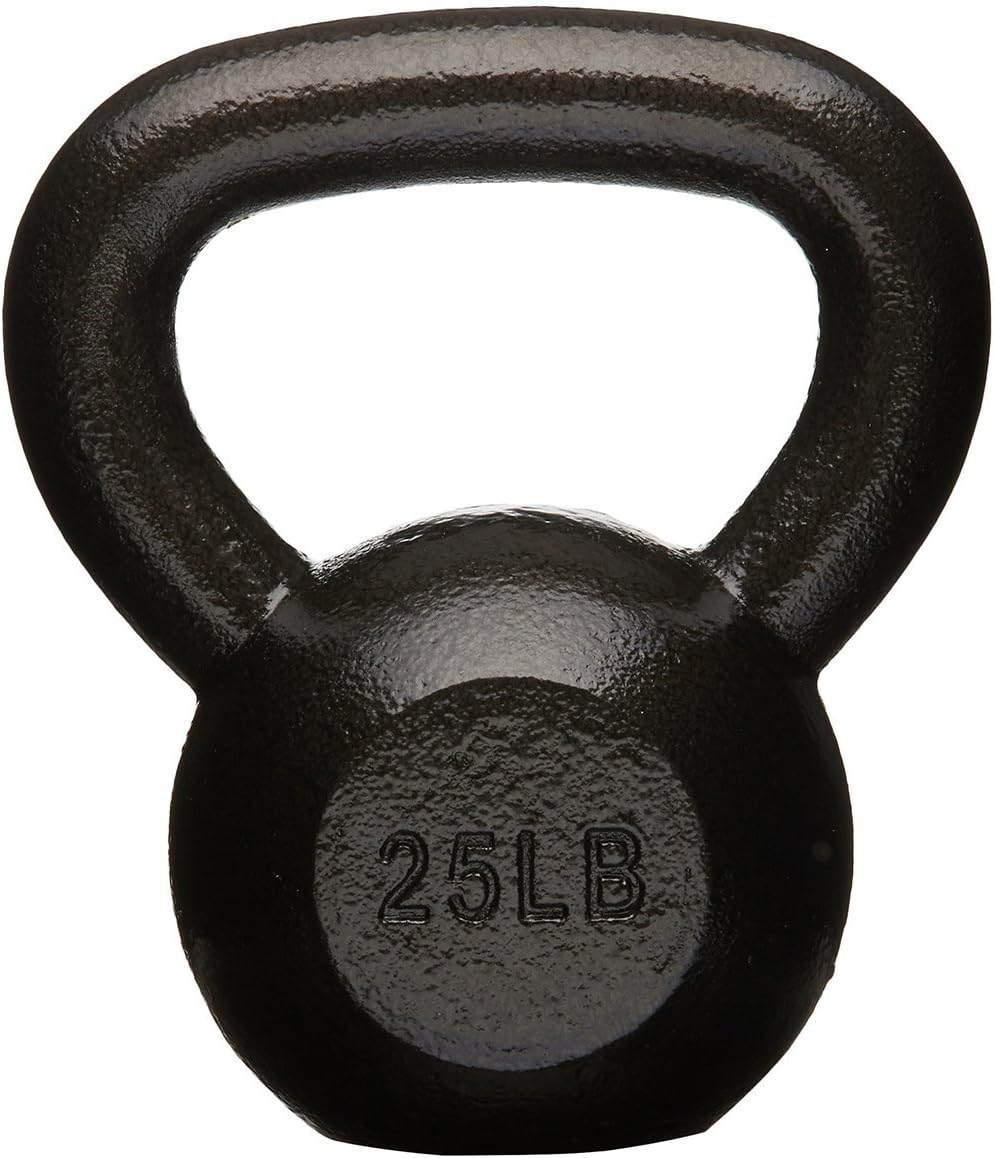 Cast Iron Kettlebell for Strength Training, Textured Wide Handle, Black