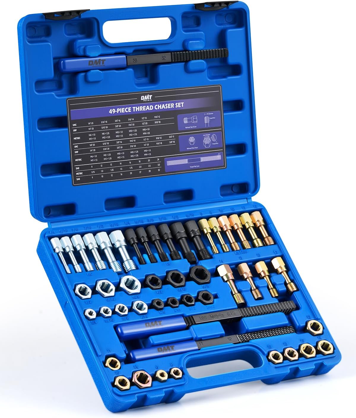 OMT 49 PCS Thread Chaser Set, UNC UNF and Metric Thread Repair Kit