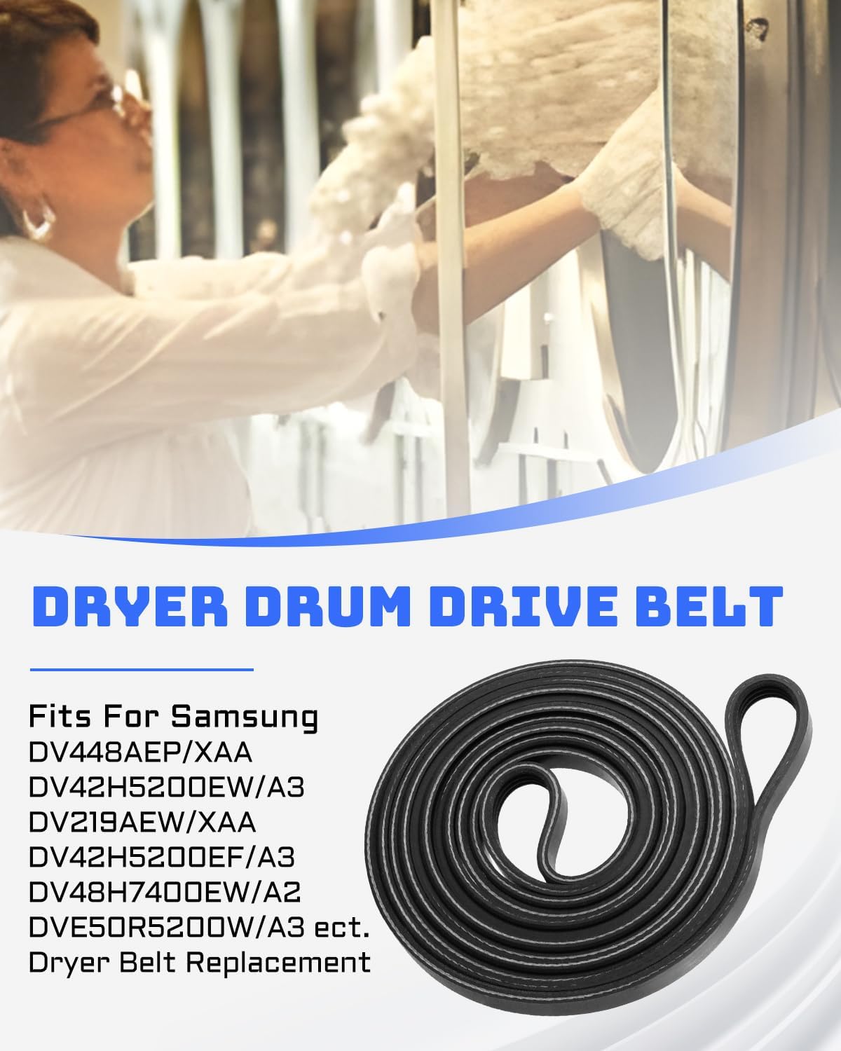 Dryer Drum Belt Fit for Samsung DV448AEP/XAA DV42H5200EW/A3 DV219AEW/XAA