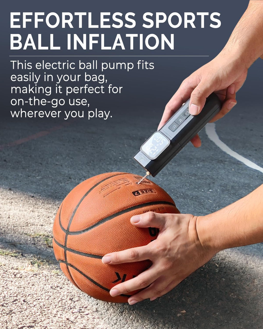 P200 Electric Ball Pump 2000mAh Air Pump for Sports Balls | with Preset Gauge and Digital LCD Display, Fast Inflation