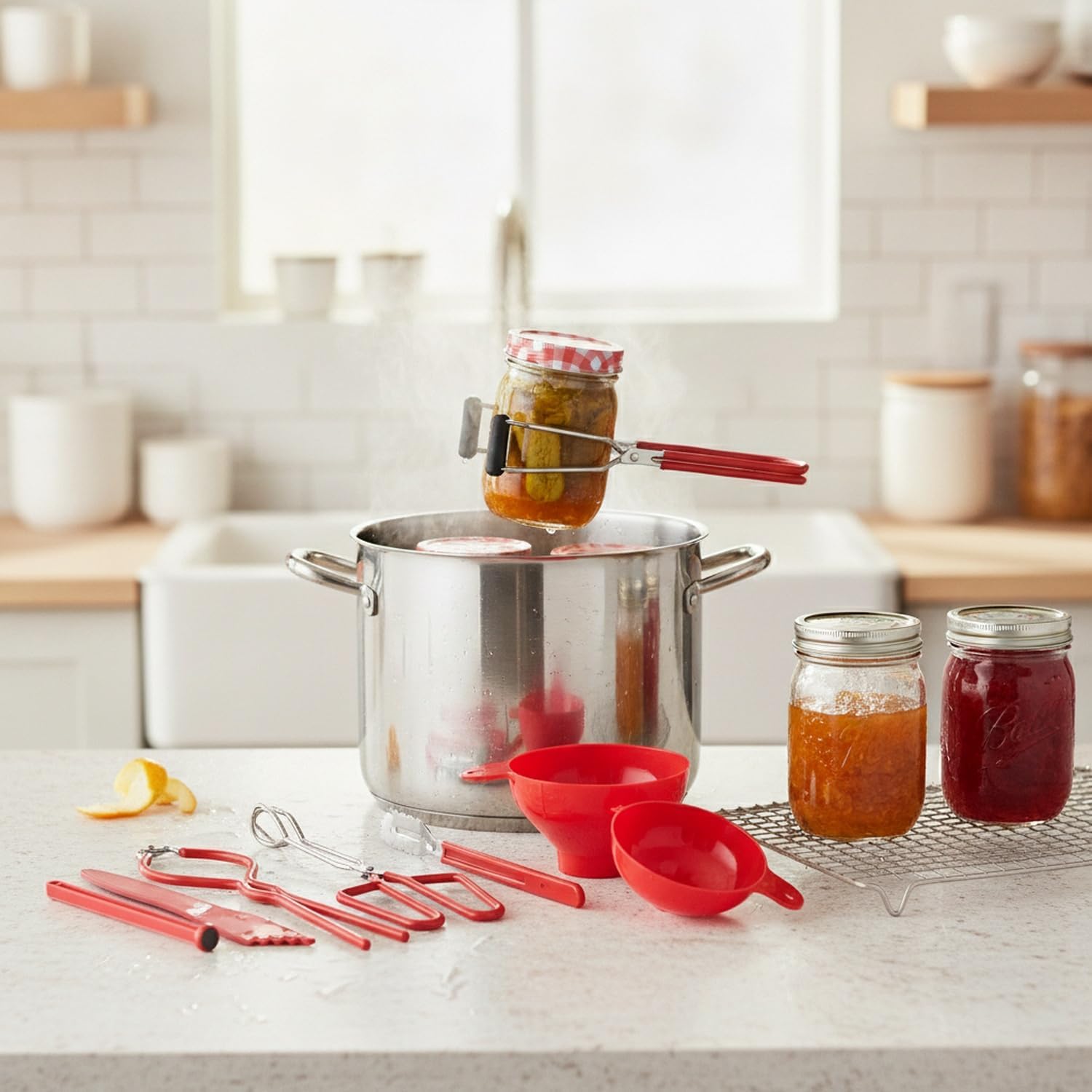 7-Piece Stainless Steel Jar Lifter and Canning Tool Kit for Kitchen Countertops