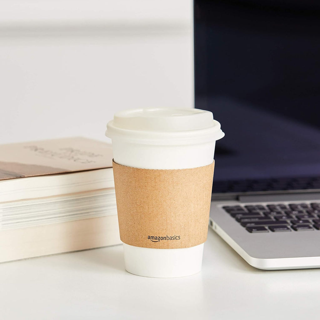 Disposable Compostable Paper Coffee Cups for Hot & Cold Beverages, Leak-Proof, 12 Ounces, White, 1000 Count
