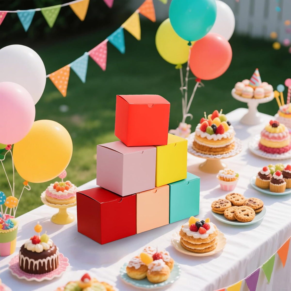 60 Pack 4x4x4 Inch Gift Boxes with Lids, 12 Colors