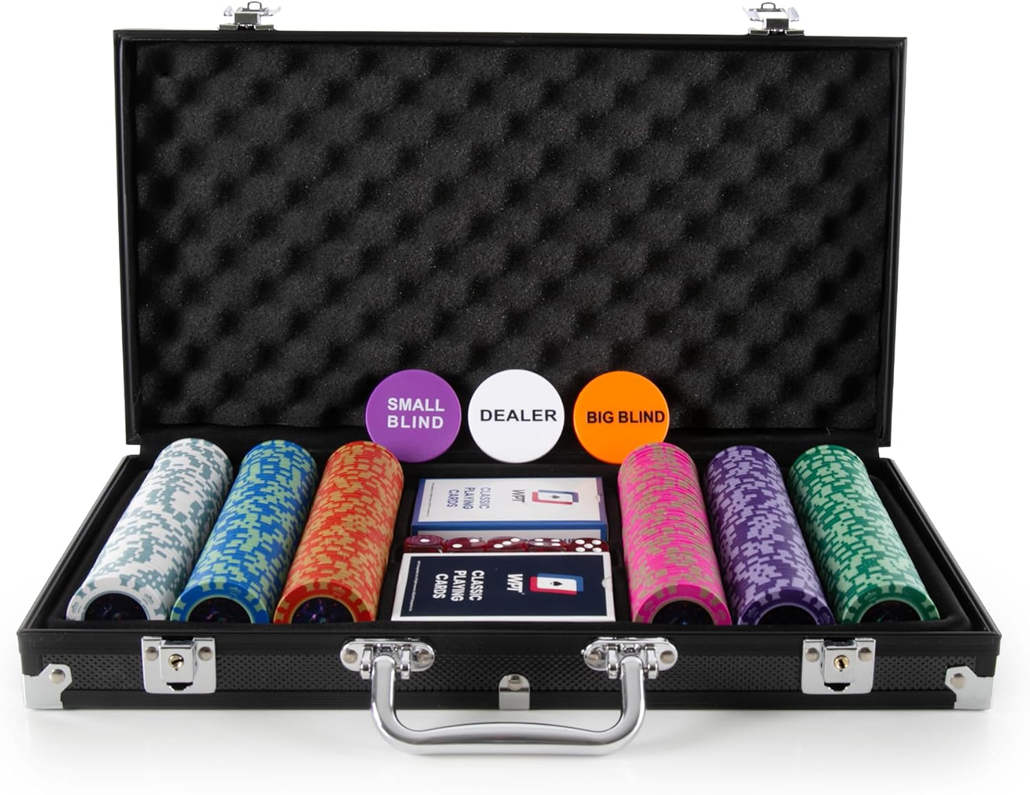 Official World Poker Tour Casino Grade 300‑Piece Poker Set with Aluminum Carry Case, 14g Premium Poker Chips, Cards