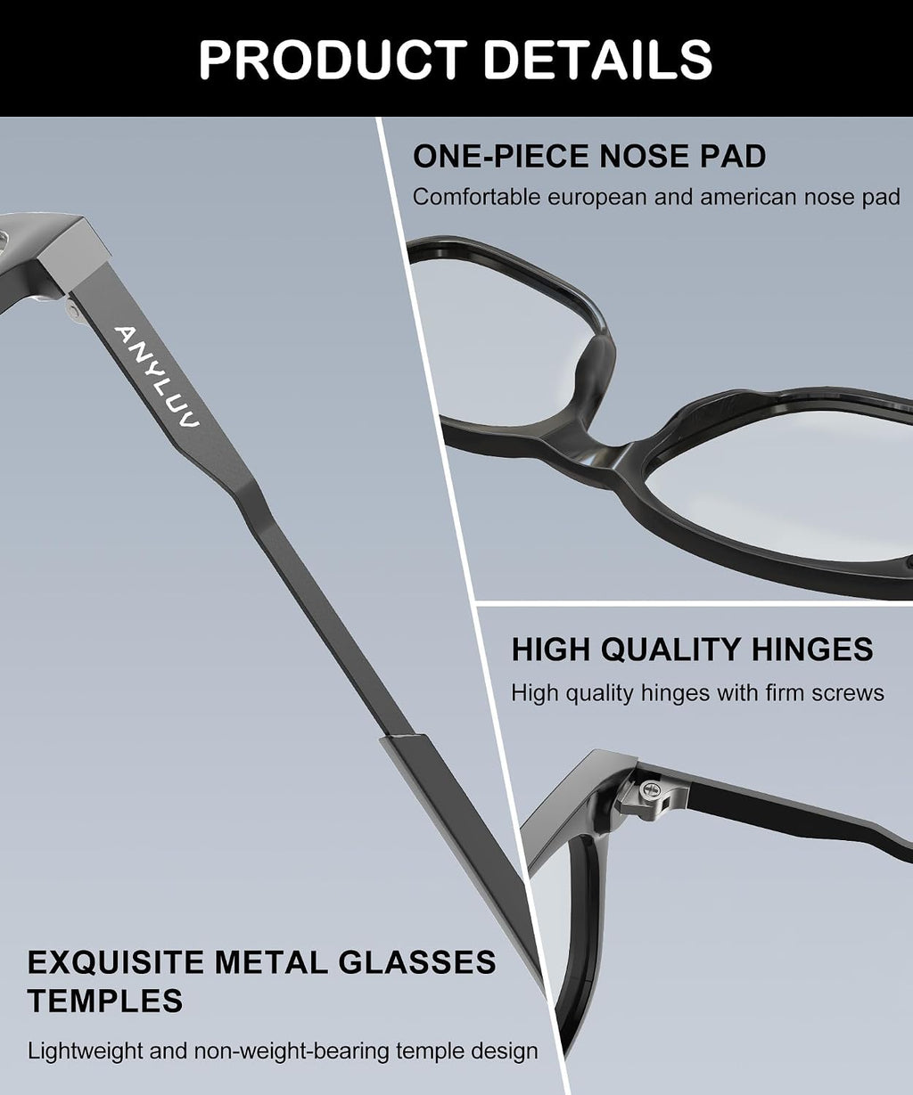 Blue Light Glasses for Men, Lightweight Computer Gaming Glasses, Stylish Anti Eyestrain Blue Light Blocking Men