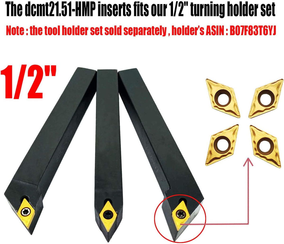 10PCS DCMT21.51 Indexable Soild Carbide Turning Insert Blade For Lathe Tool Holder,DCMT070204 Carbide Inserts For Lathe (DCMT070204-HMP)