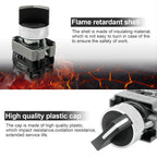 2-Pack Black 3-Position Metal Head Selector Switches, 2NO