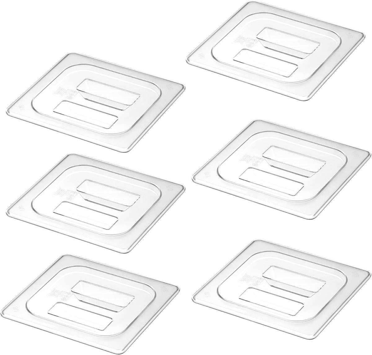 6-Pack Clear Polycarbonate Handled Lids for 1/6 Size NSF Food Pans