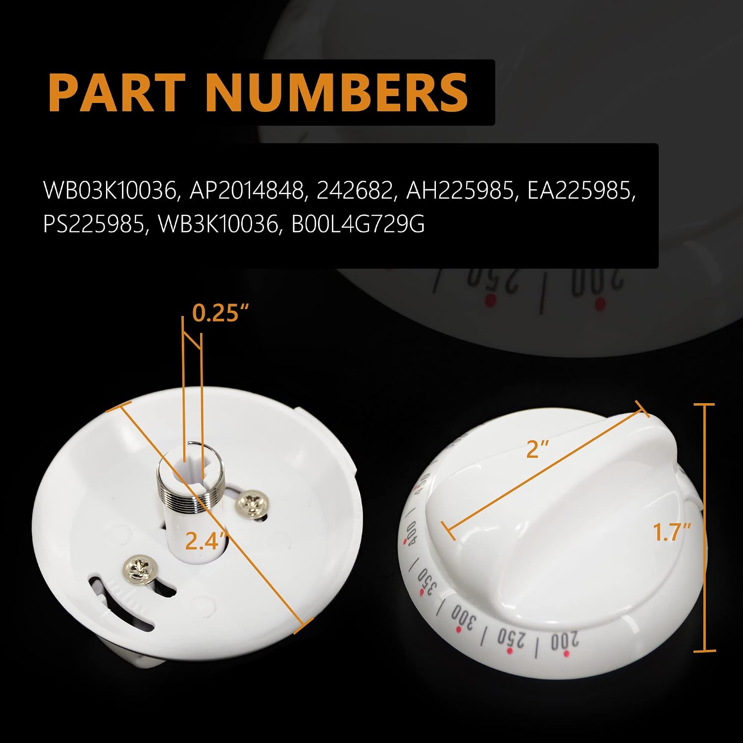 WB03K10036 Gas Range Thermostat Stove Knob Control White (2PCS) | Compatible with GE & Hotpoint Range Oven, Kitchen