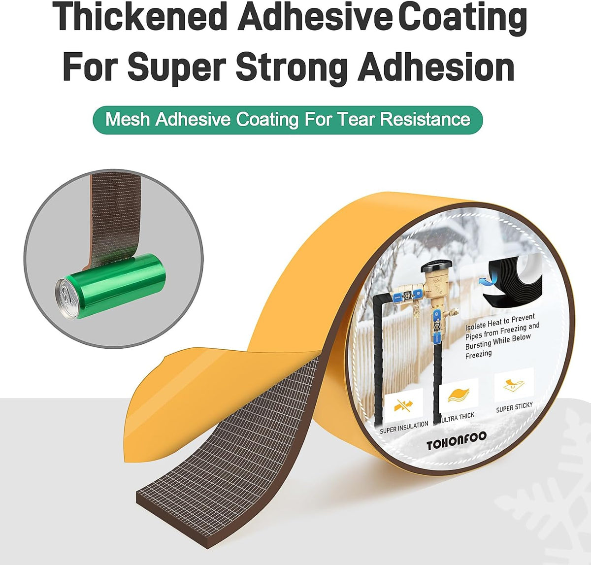 Outdoor Pipe Insulation Tapes,Foam Pipe Heat Tape,2inx15ft,Brown | Pipe wrap insulation tape for water pipes winter
