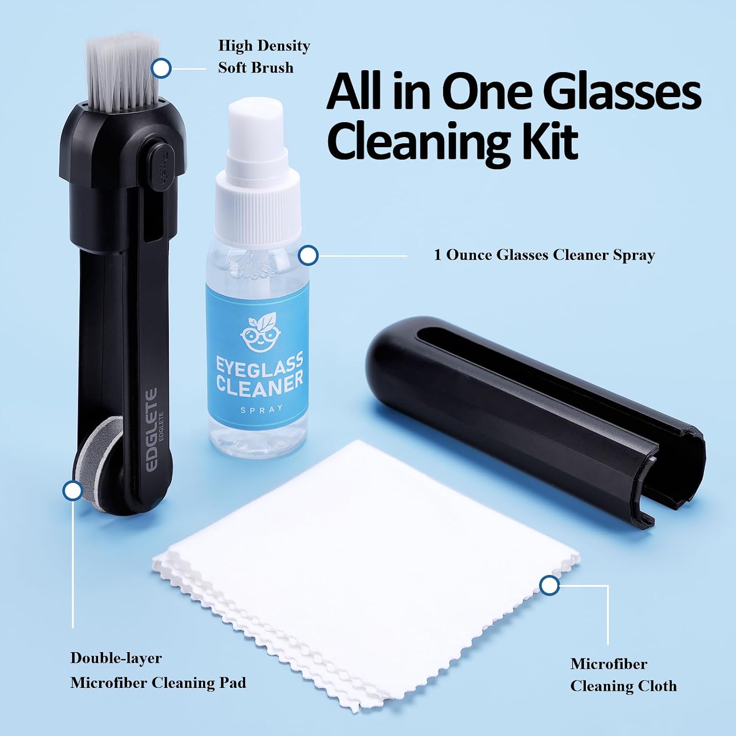 Glasses Cleaner Eyeglass Cleaning Kit, Lens Cleaners Spray with Microfiber Cloth, Portable Glasses Cleaning Kit for