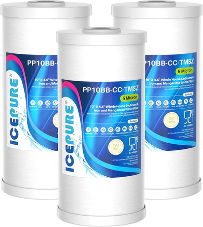 5 Micron 10" x 4.5" Whole House Sediment and Iron Manganese Resin Water Filter Compatible with GE FXHTC, GXWH40L