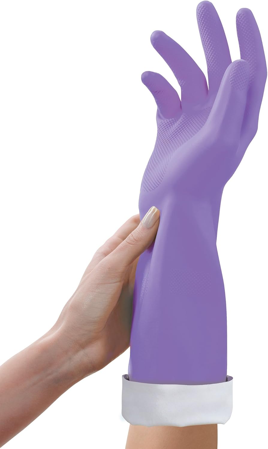 Loving Hands Reusable Heat Resisting Cleaning Gloves with Cotton Flock Lining, Medium