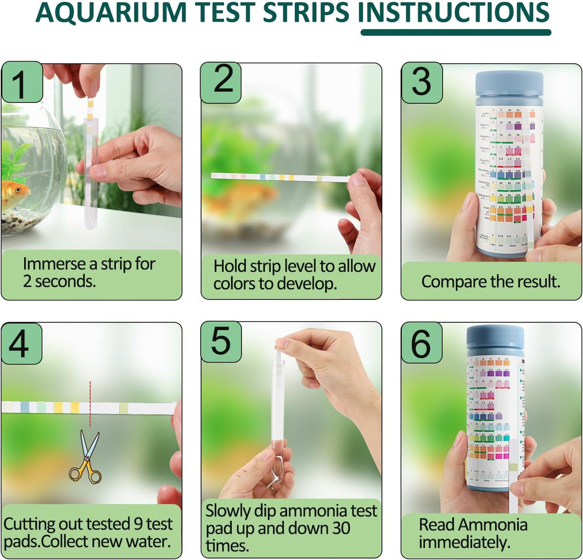 11 in 1 Aquarium Water Test Kit,Fish Tank Freshwater Ammonia Test Strips