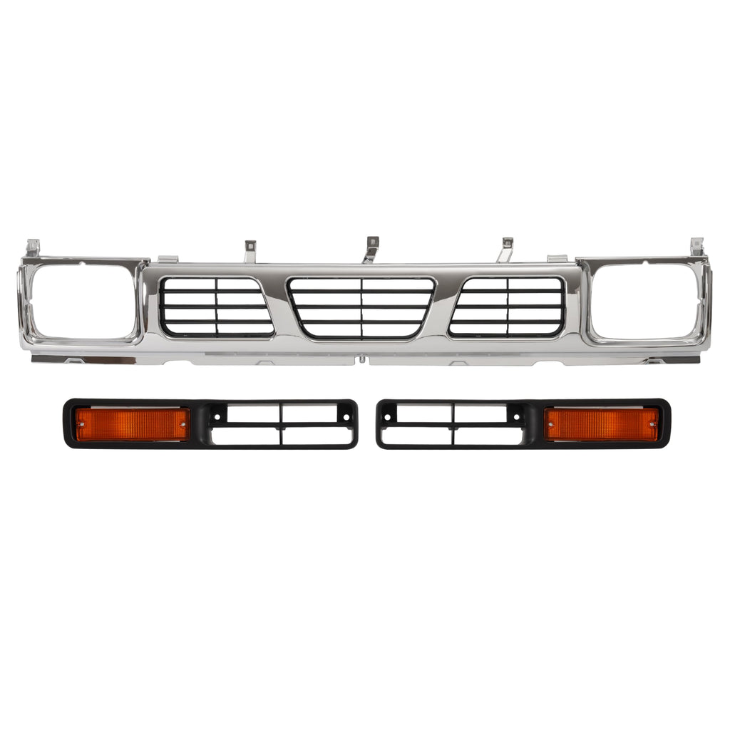 ALMULOO Grille w/Turn Signal Light Bezel Compatible with 1996-1997 Nissan