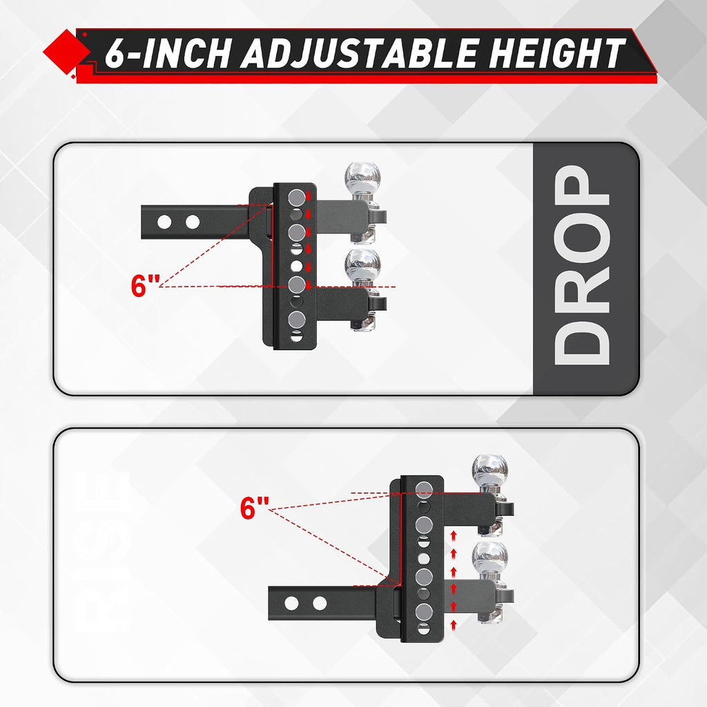 Adjustable Trailer Hitch Ball Mount for 2 Inch Receiver