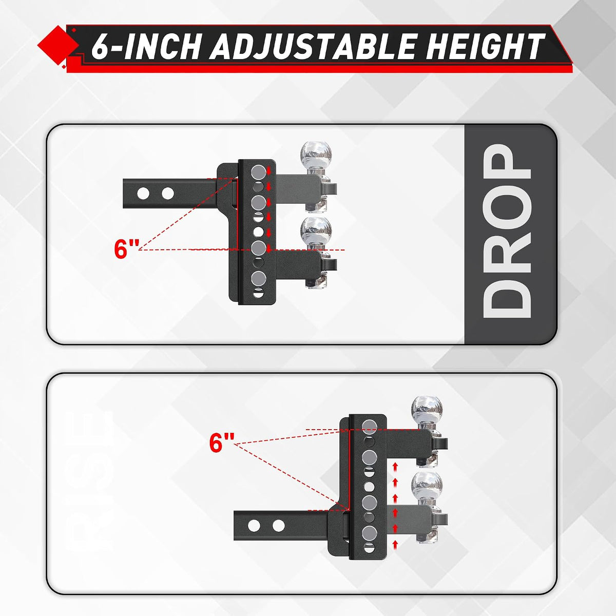 Adjustable Trailer Hitch Ball Mount for 2 Inch Receiver