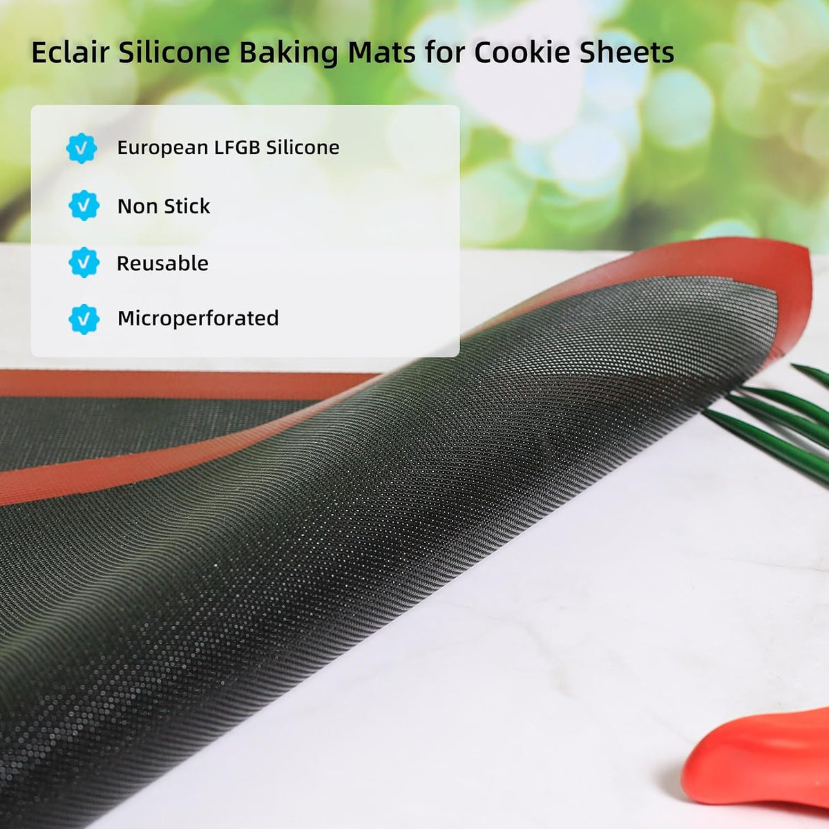 Perforated Silicone Baking Mat for Full Size Sheet Pan, Non-Stick Eclair Baking Mat for 18x26 Commercial Pan