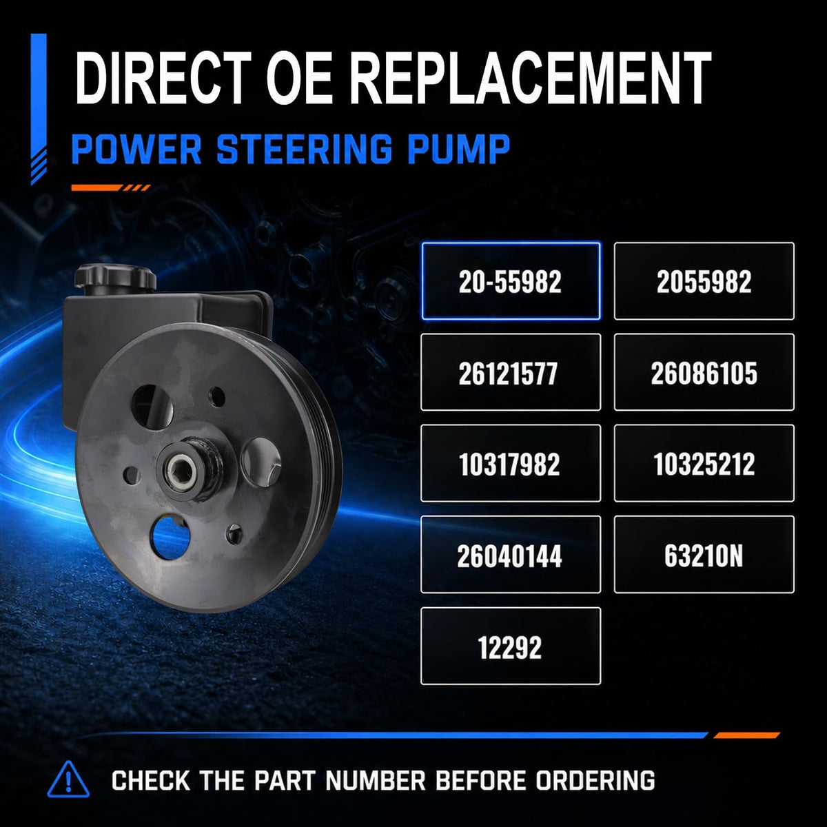 20-55982 Power Steering Pump with Reservoir for GM 3.8L V6