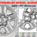 17 Inch Wheel Skins for 2006-2012 Toyota RAV4 5 Spoke, 4-Pack (Silver)