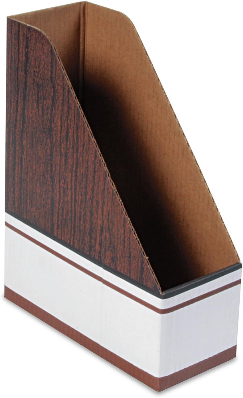 12-Pack Magazine File Holders, 4" x 9" x 11-1/2", Wood Grain