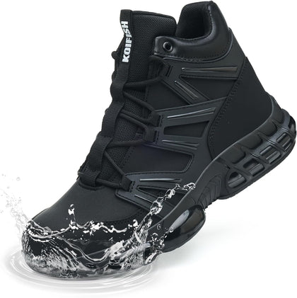 Steel Toe Work Boots for Men Women, Waterproof Steel Toe Boots | Lightweight, Air Cushion, Puncture Resistant