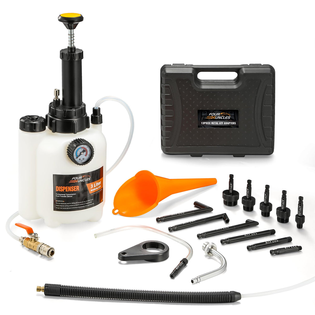 FOUR UNCLES 3L Transmission Fluid Pump Kit with 13 ATF Adapters