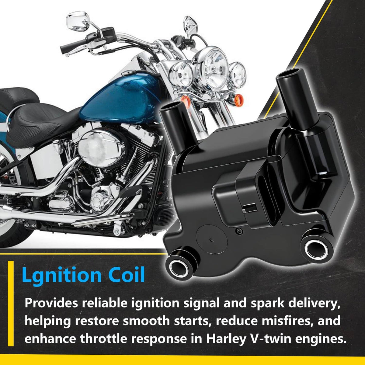 Single Ignition Coil Compatible with Harley-Davidson Softail Dyna Touring 2001-2006, 4-Pin 3-Ohm Coil Replacement for 31743-01 210538