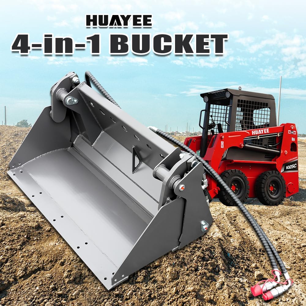 Mini Skid Steer 4-in-1 Combo Bucket Attachment, 588mm Width