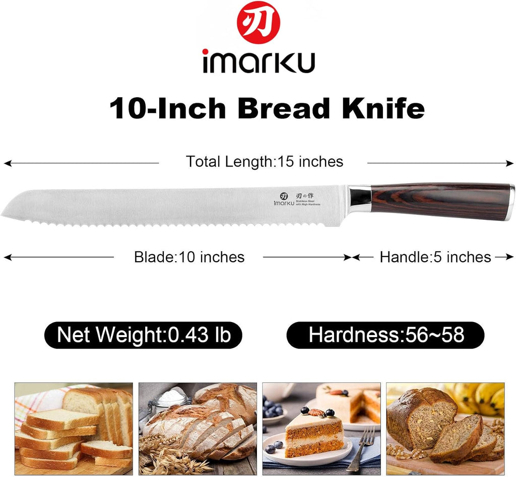 Bread Knife,10 In German Professional Homemade Bread Slicing Knife