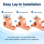 20-Pack Grounding Lug, Solid Copper Lay-in Connector for 4 to 14 AWG Wire