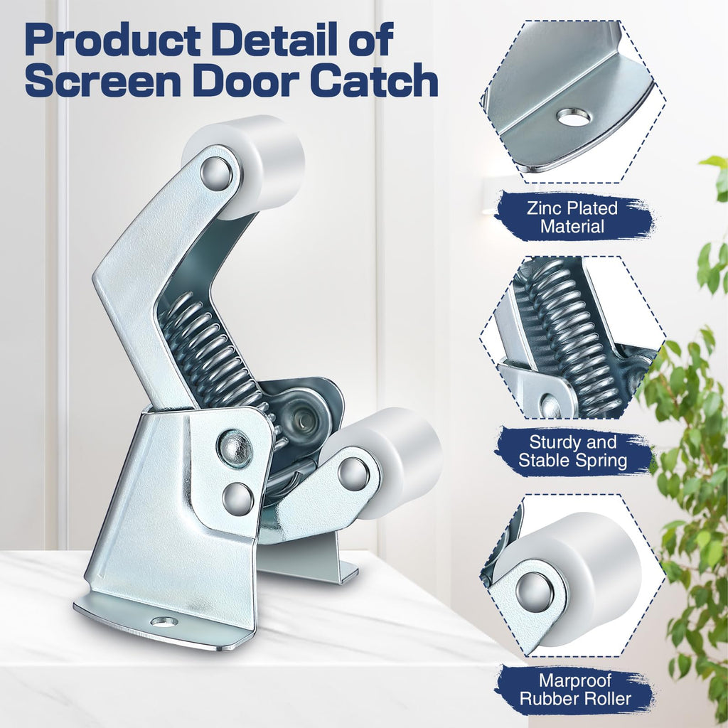 1 Pack Screen and Storm Door Catch, 1-3/4 x 1-5/8 in, Sliver